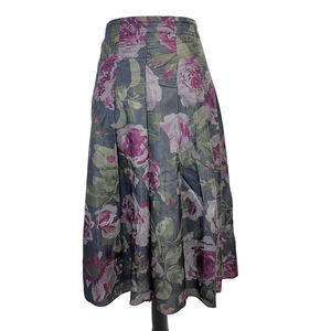 Jones New York Skirt sz 24W Pink Green Floral Silk Pleated Knee Career Wedding